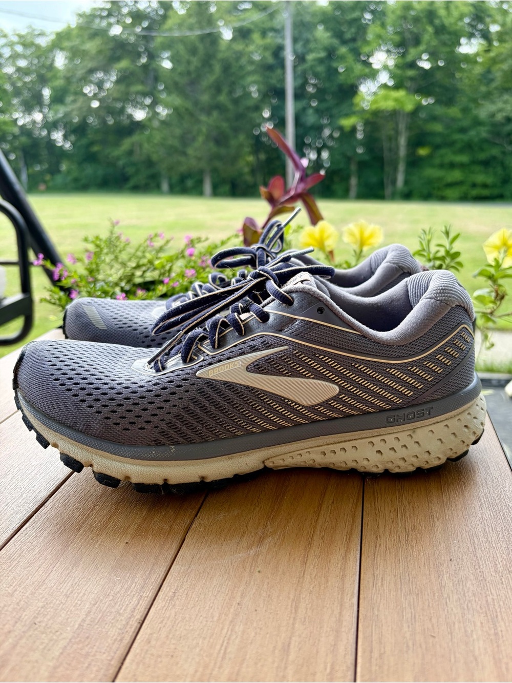 Brooks Ghost Running Shoes in Gray and Cream